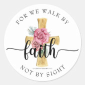 Für uns gehen durch Glauben / Blumenkreuz Christli Runder Aufkleber (Vorderseite)