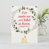 Für uns ist ein Kind geboren, Isaiah 9-6-7 Einladung (Stehend Vorderseite)