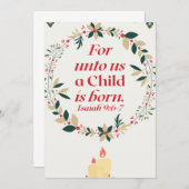 Für uns ist ein Kind geboren, Isaiah 9-6-7 Einladung (Vorne/Hinten)