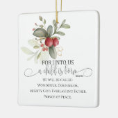 Für uns ist ein Kind Geboren Isaiah 9:6 Weihnachts Keramikornament (Links)