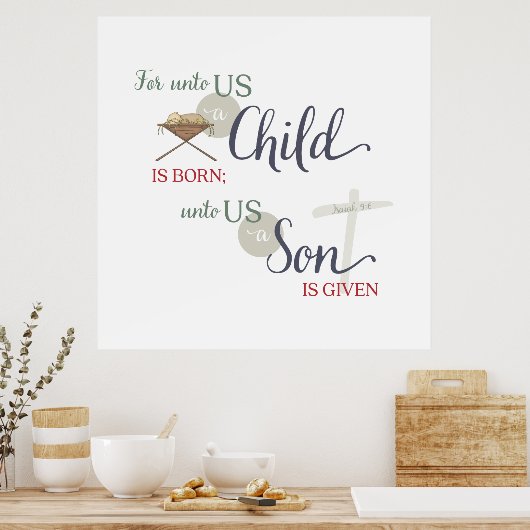 Für uns ist ein Kind Geboren Poster (Küche)