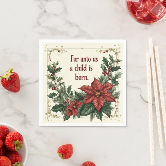 Für uns ist ein Kind Geborene Schrift Découpage Serviette (Beispiel)