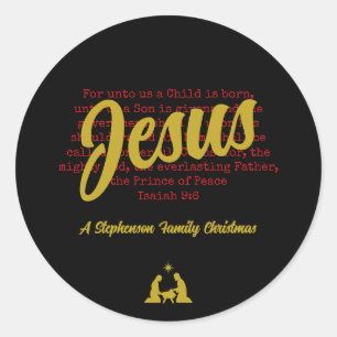 Für uns Jesus Weiße Goldene Weihnachten Runder Aufkleber