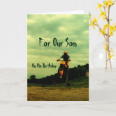 Für unsere Söhne Birthday Biker's Jump Karte (Gelbe Blume)