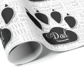 für VATER Black Dog Paw on Woof Background Geschenkpapier (Rolleneckpunkt)