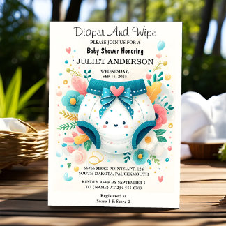Für Vater Pink Blue Diaper und Wischen Baby Dusche Einladung