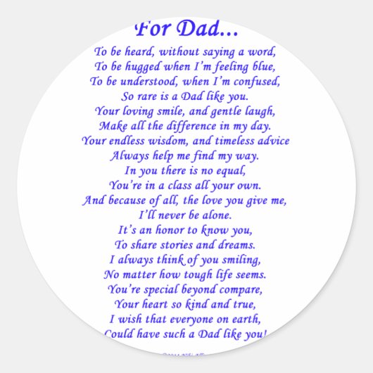 Für Vater Runder Aufkleber (Vorderseite)