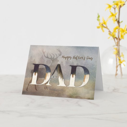 Für Vater Rustikale Wasserfarbe mit Hirsch und Wal Karte (Gelbe Blume)