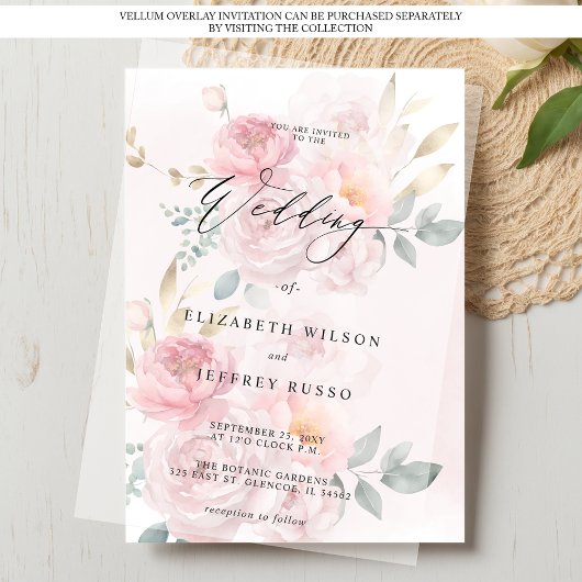 Für Vellum Overlay Spring Blush Floral Wedding Einladung