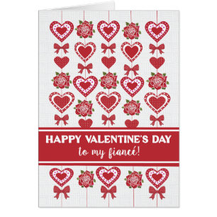 Für Verlobte Valentine's Rote Rosen Herz Bows