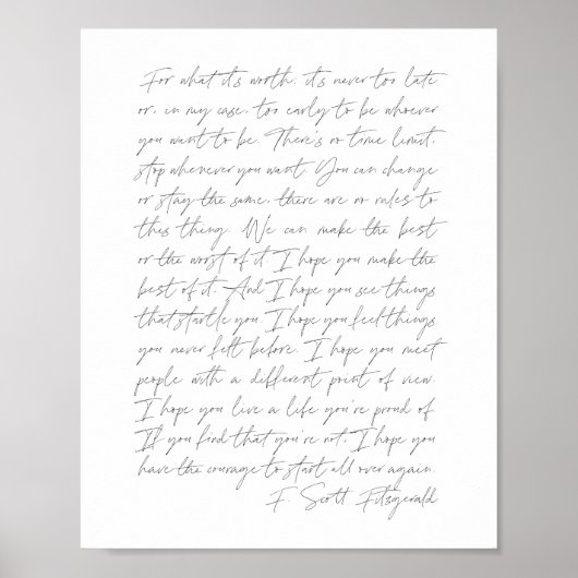 Für was es wert ist...F. Scott Fitzgerald Script Poster (Vorne)