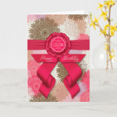 für weibliche Cousin Deep Rose Rosa Ribbon Geburts Karte (Gelbe Blume)