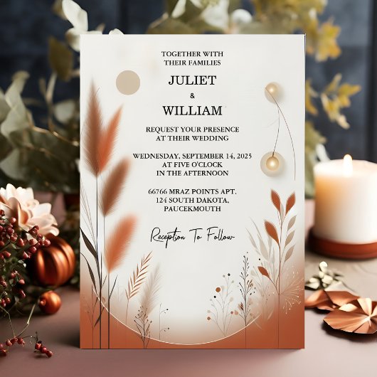 Für Wüste Rustic Boho Autumn Ombre Brown Wedding Einladung