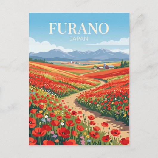 Furano Blumenfelder Japan Postkarte (Vorderseite)