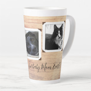 Furbaby Mama Vater Wood Grain Multi-Foto Milchtasse