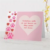 Furbabys wandern auf unserem Herzen - rosa Glückwu Karte (Gelbe Blume)