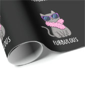 Furbulous Funny Elegant Cat Pun Dark BG Geschenkpapier (Rolleneckpunkt)
