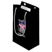 Furbulous Funny Elegant Cat Pun Dark BG Kleine Geschenktüte (Vorderseite Schrägansicht)