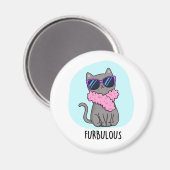 Furbulous Funny Elegant Cat Pun Magnet (Vorderseite/Rückseite)