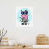 Furbulous Funny Elegant Cat Pun Poster (Küche)