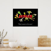 Furcht einflößender Jesus Poster (Küche)