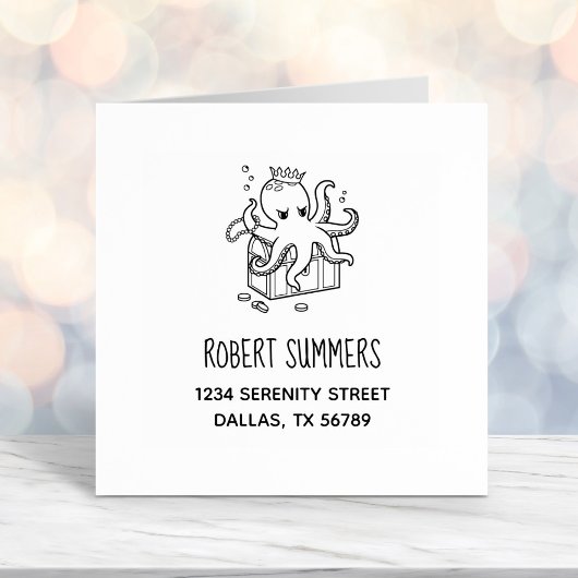 Furcht erregende Octopus Guarding Treasure Brustad Permastempel