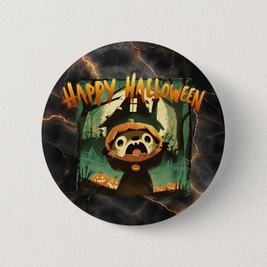 Furcht erregende Otter in Halloween-Kürbiskostüm Button (Vorderseite)