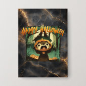 Furcht erregende Otter in Halloween-Kürbiskostüm Button (Vorderseite)