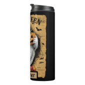 Furcht erregender Geist, der einen Jack O'Lantern Thermosbecher (Nach rechts gedreht)