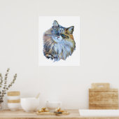 Furcht-farbiger Norwegischer Wald Katze Realistisc Poster (Küche)