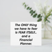 Furcht-Finanzplaner Postkarte (Stehend Vorderseite)