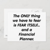 Furcht-Finanzplaner Postkarte (Vorne/Hinten)