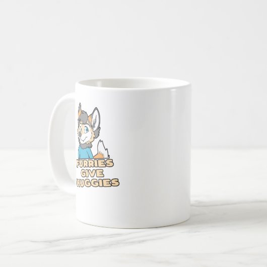 Furcht gibt Huggies Funny Furry Fandom Fursuit Gi Kaffeetasse (Vorderseite Links)