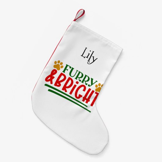 Furcht und hell mit Paw Prints Pet Themed Kleiner Weihnachtsstrumpf (Vorderansicht (hängend))