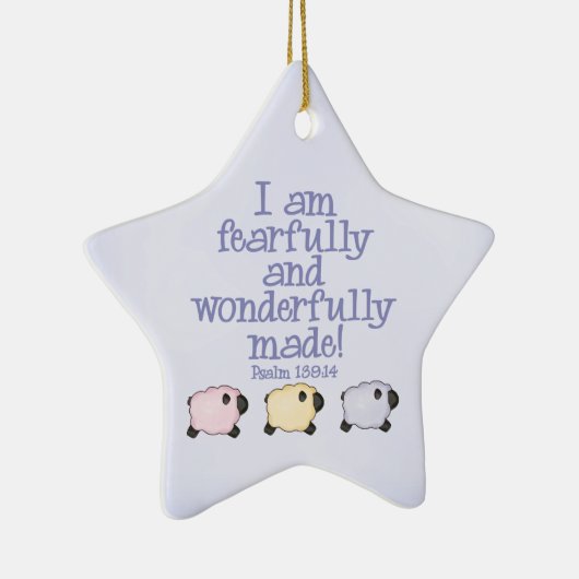 Furcht und wunderbar Made - Blau Keramik Ornament (Rechts)