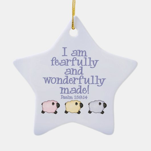 Furcht und wunderbar Made - Blau Keramik Ornament (Vorne)