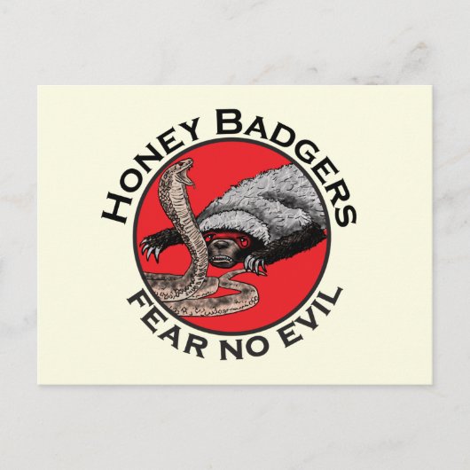 Furcht vor bösen Badass Honey Badger Red Animal Ar Postkarte (Vorderseite)