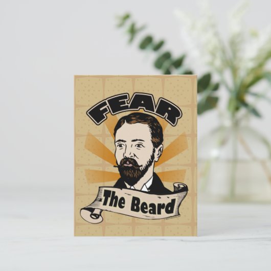 Furcht vor dem Bart, Funny Mustache Postkarte (Stehend Vorderseite)