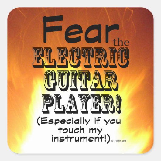 Furcht vor der E-Gitarre-Player-Aufkleber Quadratischer Aufkleber (Vorderseite)