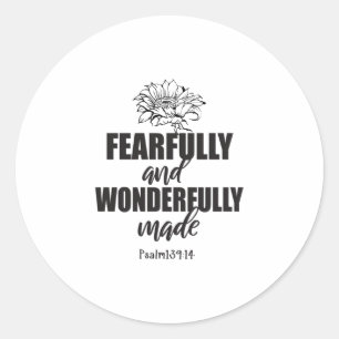 Furchtbar und wunderbar aus Psalm 139 14 Runder Aufkleber