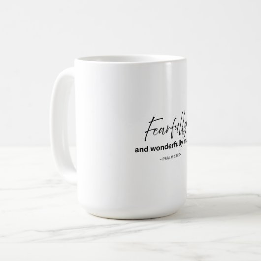 Furchtbar und wunderbar gemacht, Kaffee-Tasse Kaffeetasse (Vorderseite Links)