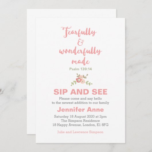 Furchtbar und wunderbar Made Sip and See Einladung (Vorne/Hinten)