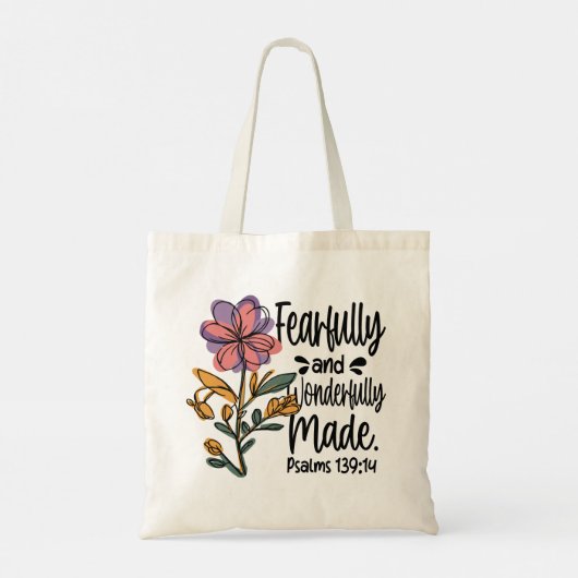 Furchtbar wunderbar Made Blume Christliche Bibel Tragetasche (Rückseite)