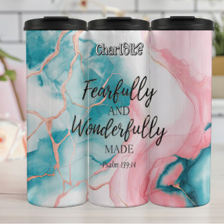 Furchtbar wunderbar Made Psalm 139:14 Thermosbecher
