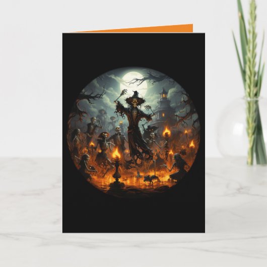 Furchtbare Skeleton Hexen Party Halloween Karte (Vorderseite)