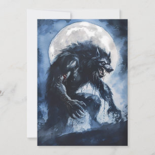 Furchtbare Werwolf-Wasserfarben-Feiertagskarte Feiertagskarte