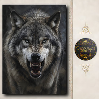Furchtbarer Grauwolf-Decoupage Seidenpapier