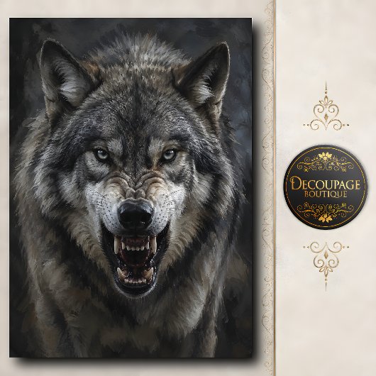 Furchtbarer Grauwolf-Decoupage Seidenpapier