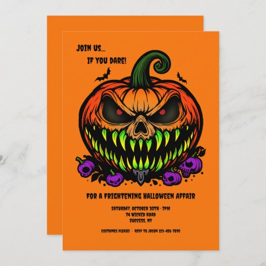 Furchtbares Jack-O-Lantern-Halloween Einladung (Vorne/Hinten)