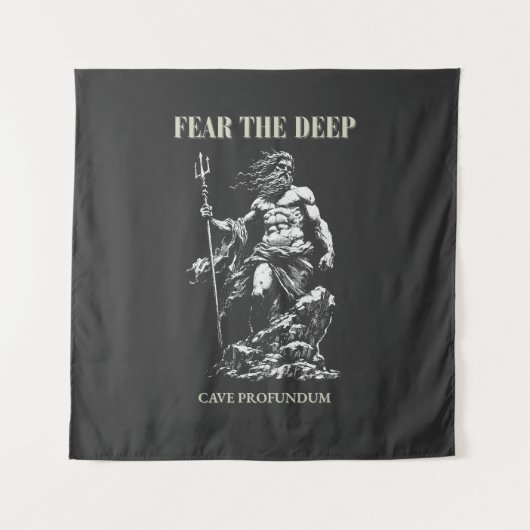 Fürchte die Tiefe – Poseidon Mythisch Wandteppich (Vorderseite)